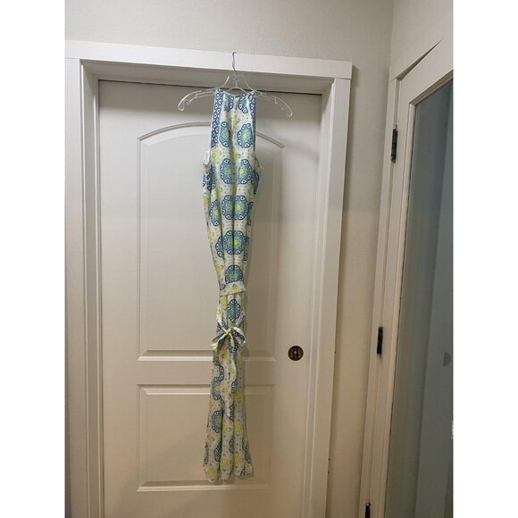 Hutch Dress Womens Medium White Blue Green Maxi Halter Geometric Print Party - Picture 4 of 4